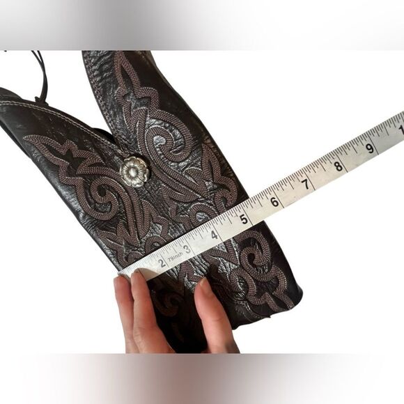 Justin Boots UpCycled Boot Bucket Purse brown Leather Crossbody - Picture 6 of 6